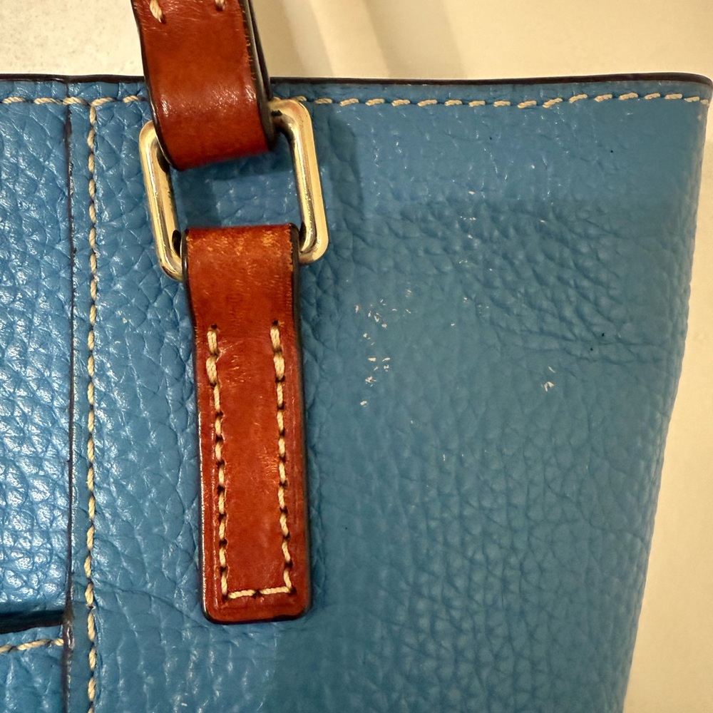 Dooney & Bourke Blue and Brown Leather Tote - Picture 6 of 12